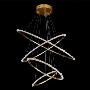 (16 24 31.5 40) Inch 4 Rings Quartz Crystal Chandelier Modern Suspended Hanging Light