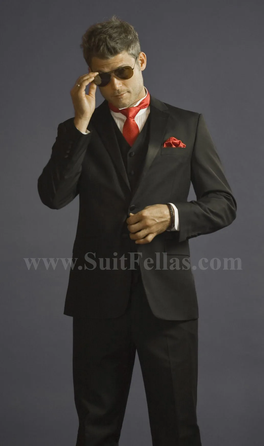 2 Button 3 Piece Slim Fit Notch Lapel Tuxedo TXS2NV-4030