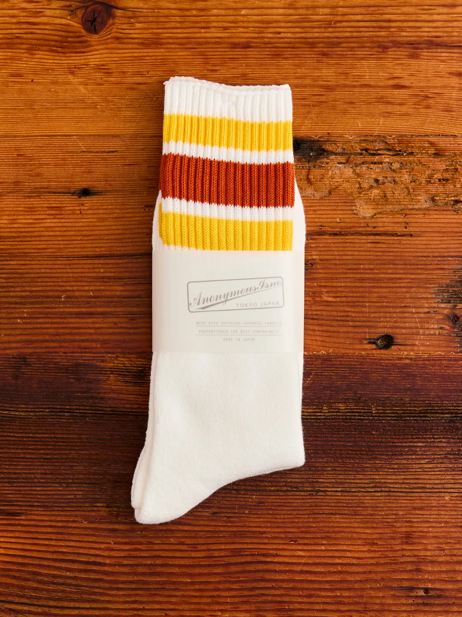 3 Line Crew Length Sock in Orange