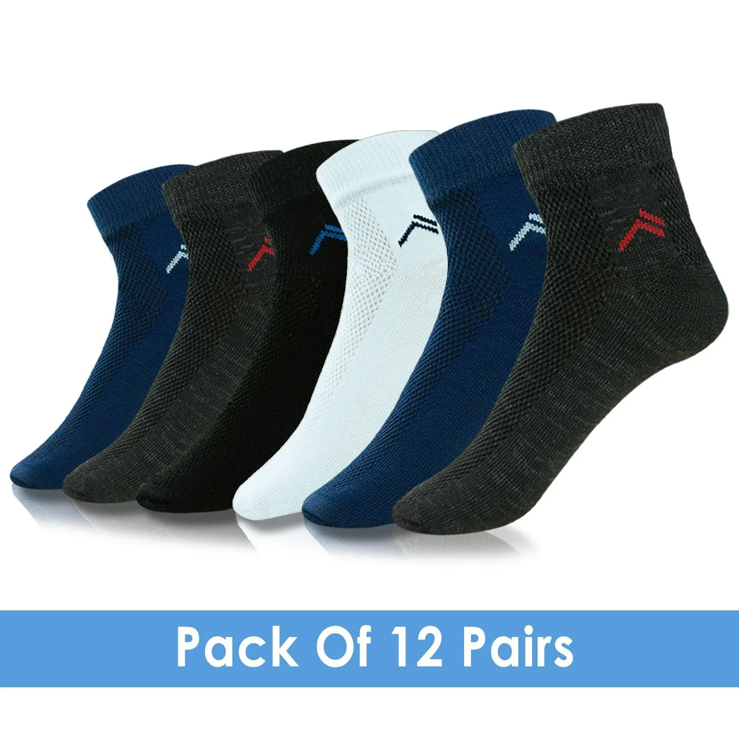 Arctic Wolf Men's Loafer Socks, Multi-Colored (Pack of 6 & 12 Pairs) - Free Size