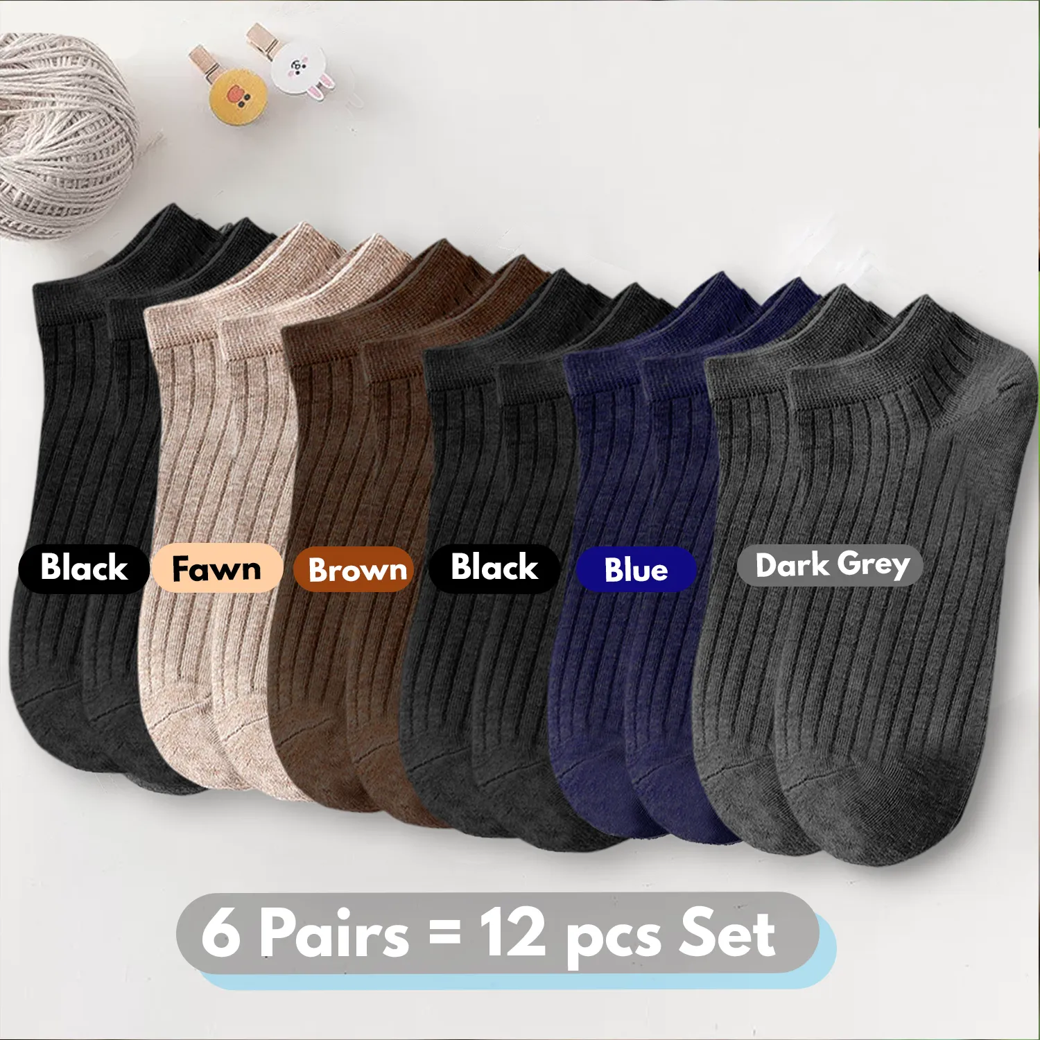 Arctic Wolf Men's Loafer Socks, Multi-Colored (Pack of 6 & 12 Pairs) - Free Size