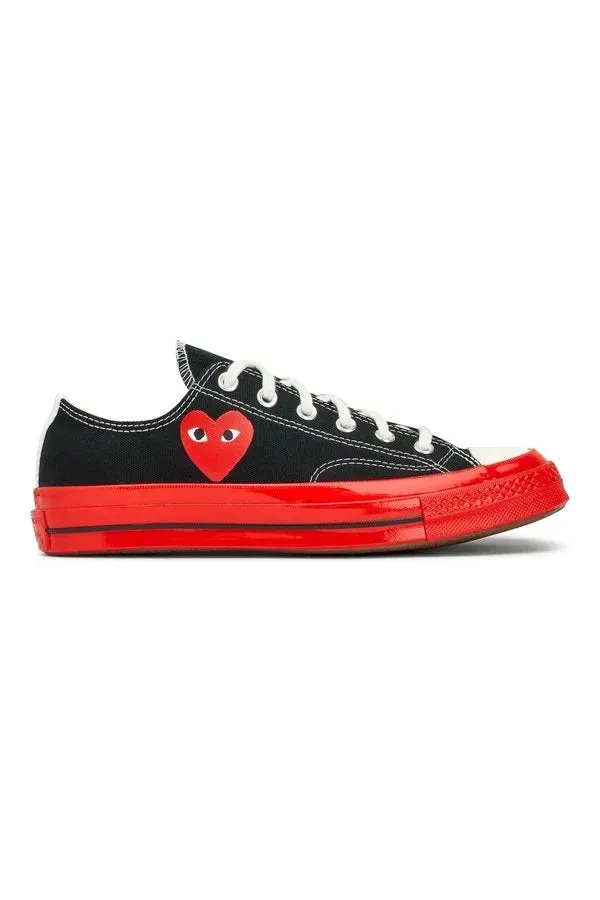 Black CDG Play x Converse Red Sole Low Top Sneakers