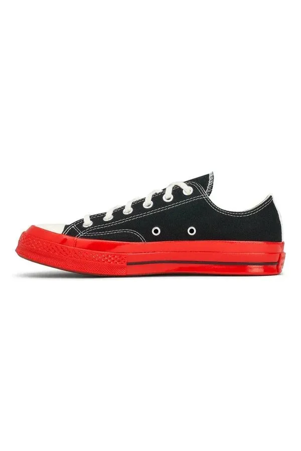 Black CDG Play x Converse Red Sole Low Top Sneakers