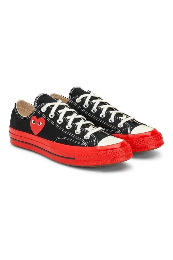 Black CDG Play x Converse Red Sole Low Top Sneakers