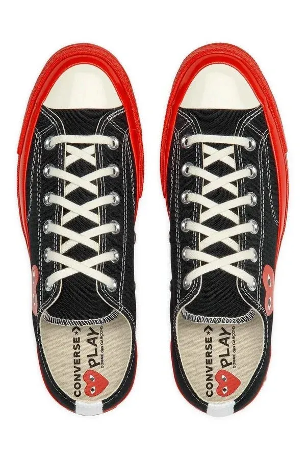 Black CDG Play x Converse Red Sole Low Top Sneakers