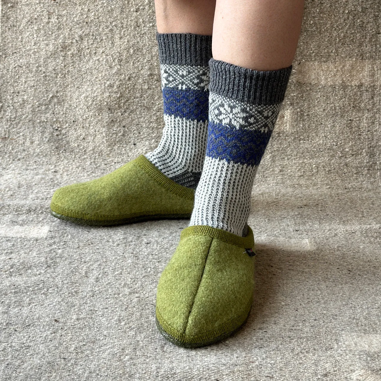 Boiled Wool Slippers - Alaska - Denim (Adults 36-48)