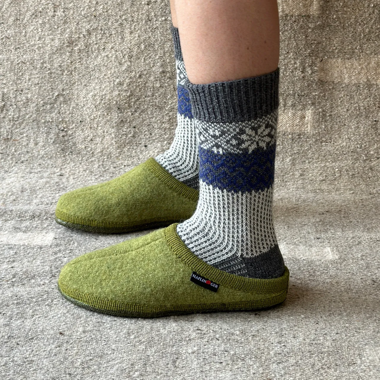 Boiled Wool Slippers - Alaska - Denim (Adults 36-48)