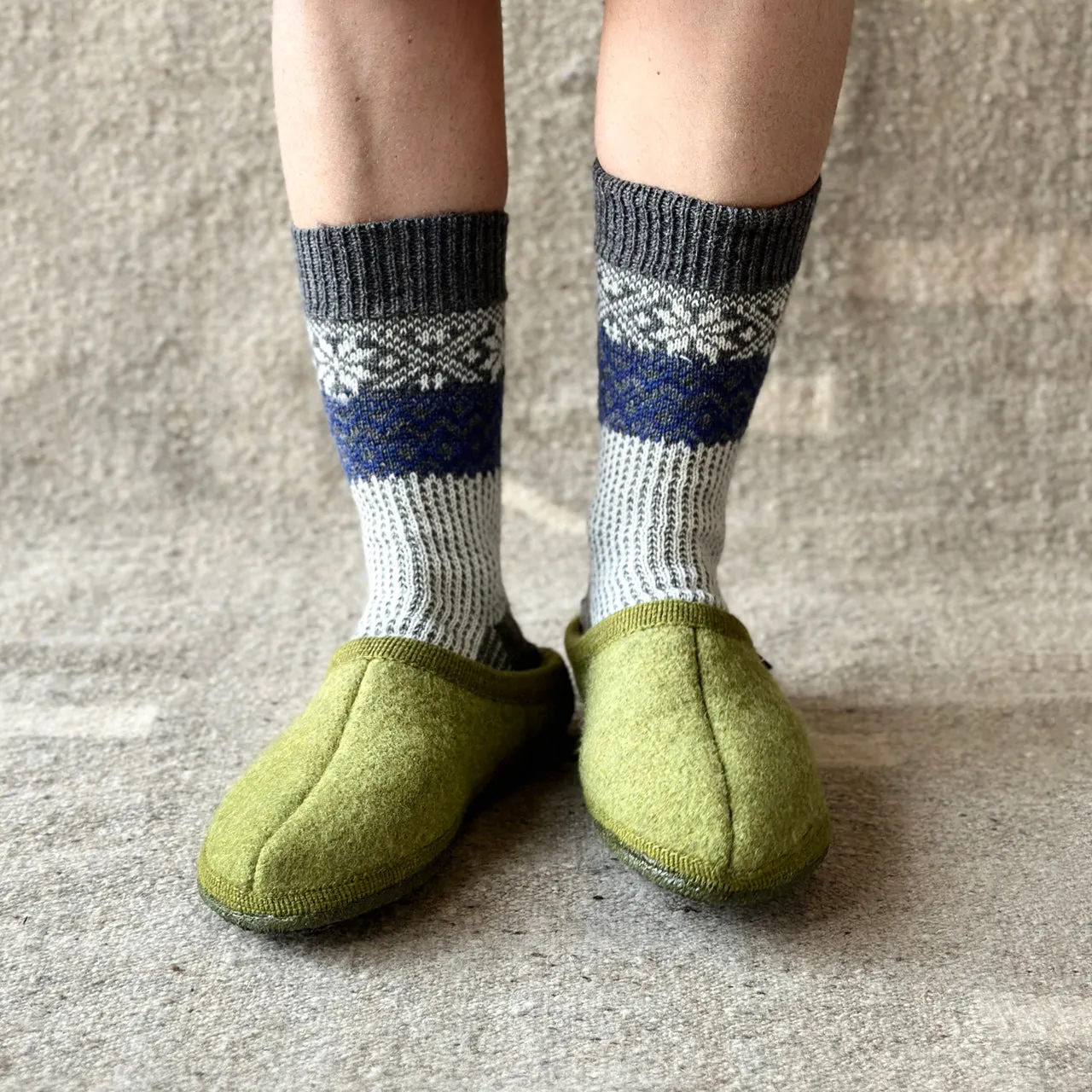 Boiled Wool Slippers - Alaska - Denim (Adults 36-48)