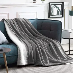 BSB HOME Sherpa Fleece Blanket Single Size Winter Super Soft Extra Warmest And Heavy Thick Winter 500Gsm Bed Blankets For Couch Sofa Bed, 60" X 90" (Grey), 300 tc