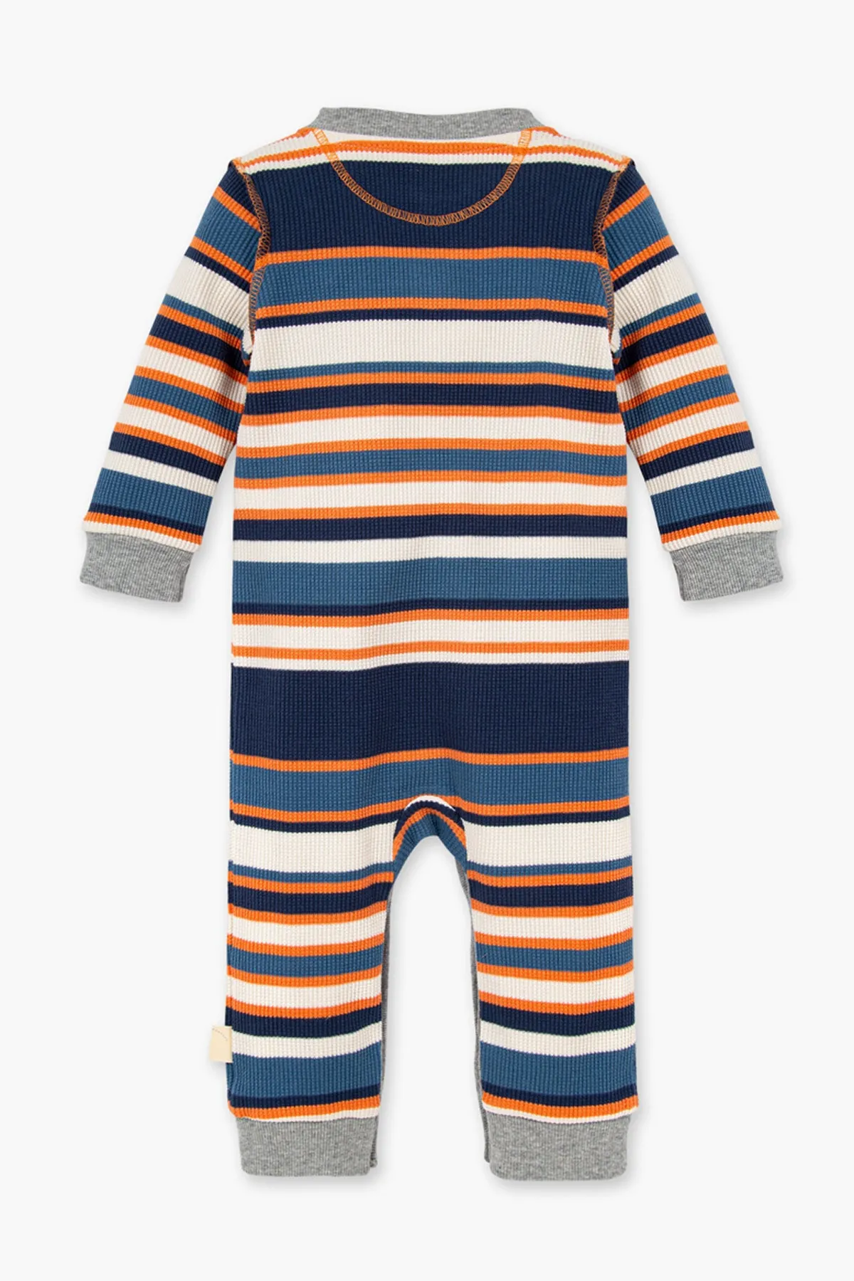 Burt's Bees Thermal Multi Stripe Henley Baby Jumpsuit