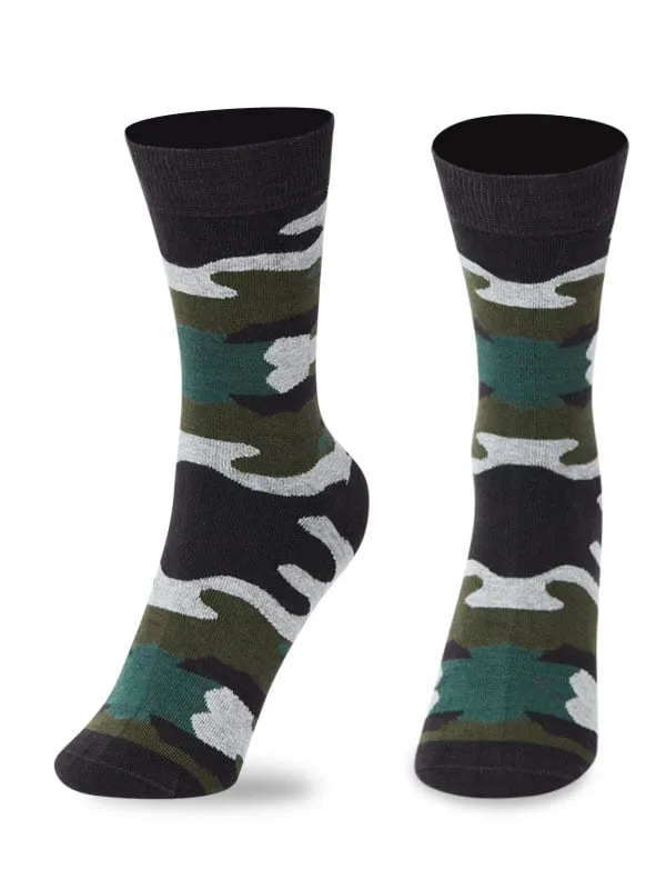 Camo Printed Cotton Full Length Socks