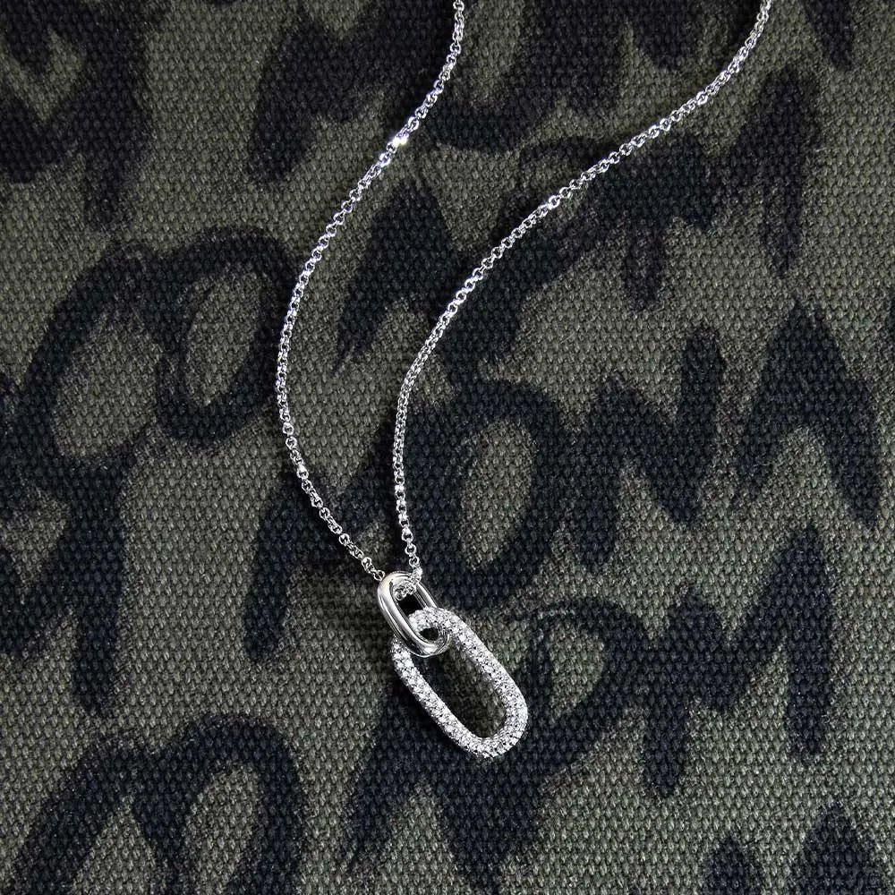 Chain Link Adjustable Necklace - White Silver