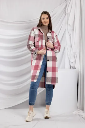 Checkered Pink Fleece Jacket