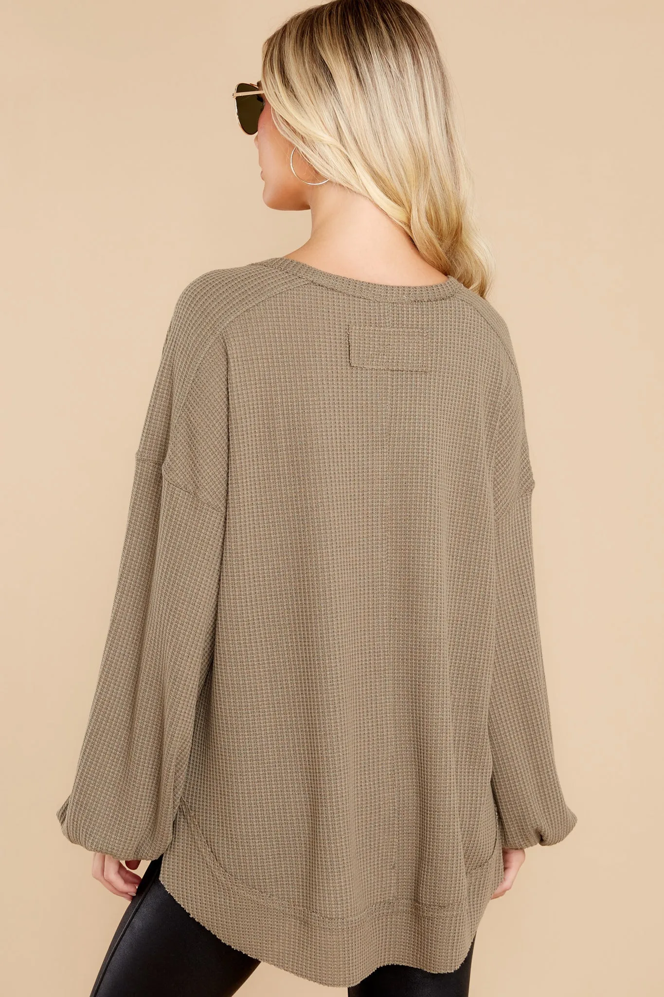 Cozy Warmth Olive Waffle Knit Top