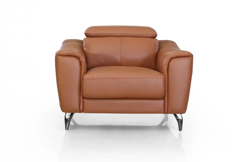 Divani Casa Danis Modern Cognac Leather Brown Chair