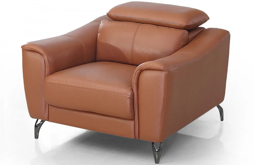 Divani Casa Danis Modern Cognac Leather Brown Chair