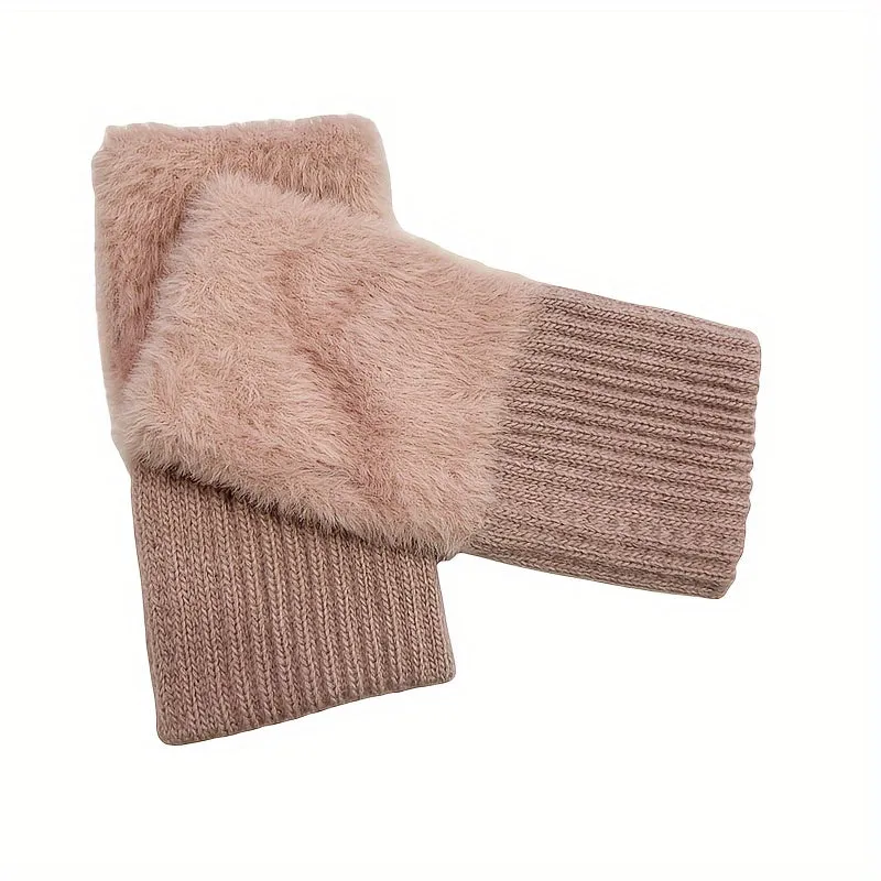 Elegant Plush Knit Fingerless Gloves - Soft, Warm & Stretchy for Autumn/Winter | Women's Fashion Accessory