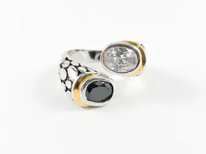 Elegant Twisted 2 Tone Black & White Brass Ring