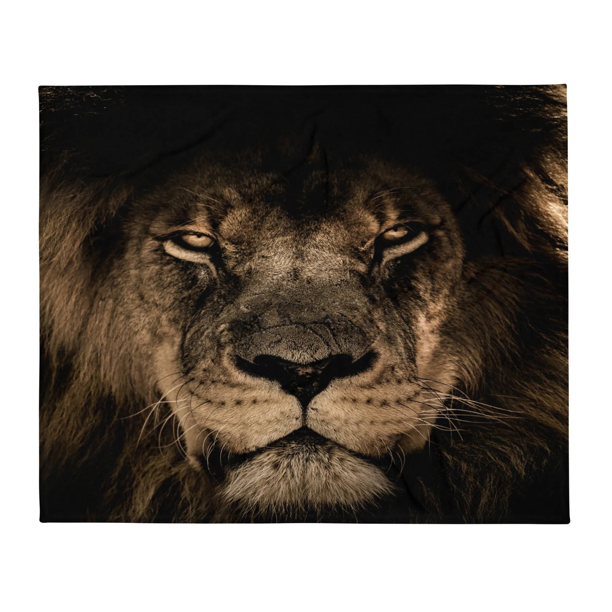 Fearless lion face throw blanket