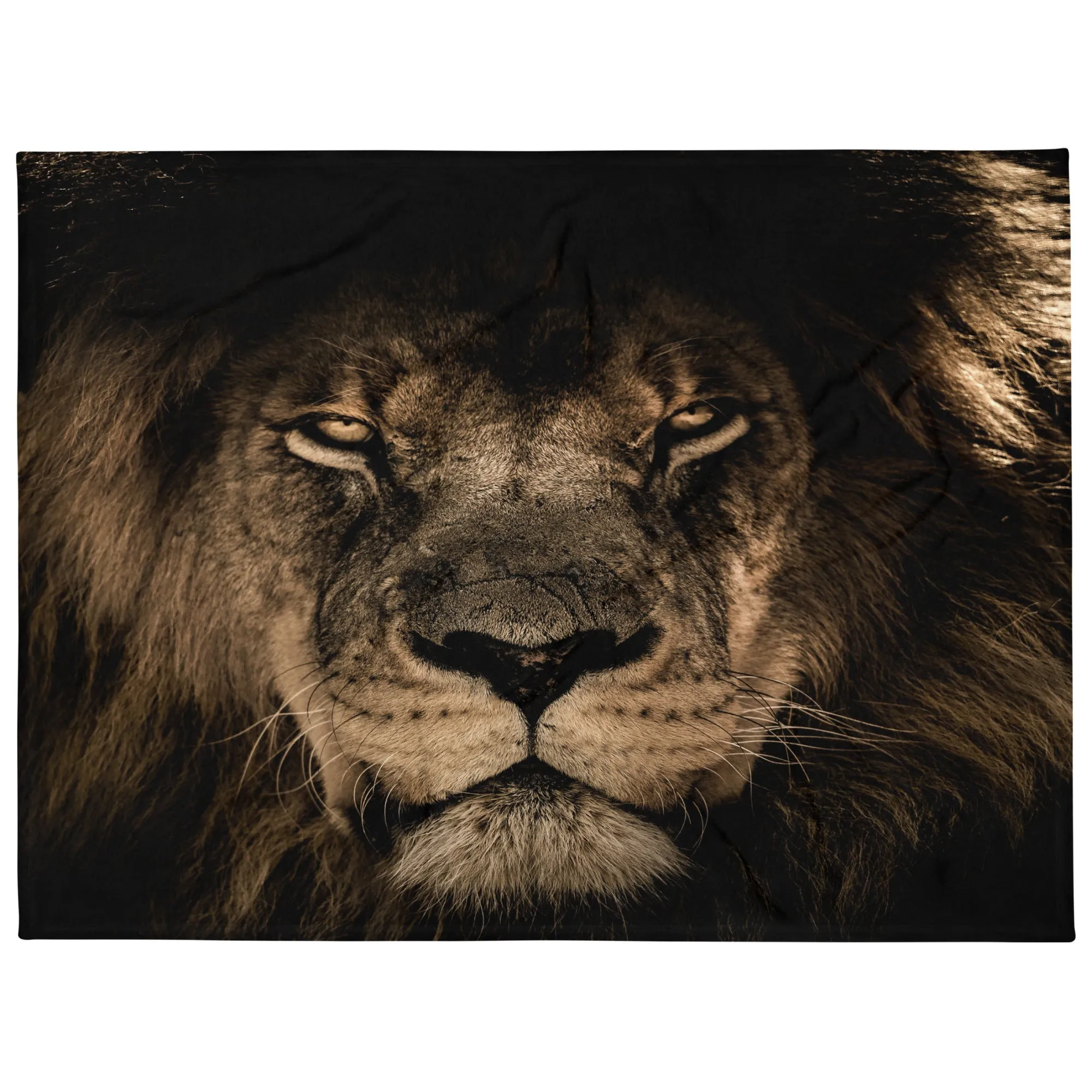 Fearless lion face throw blanket