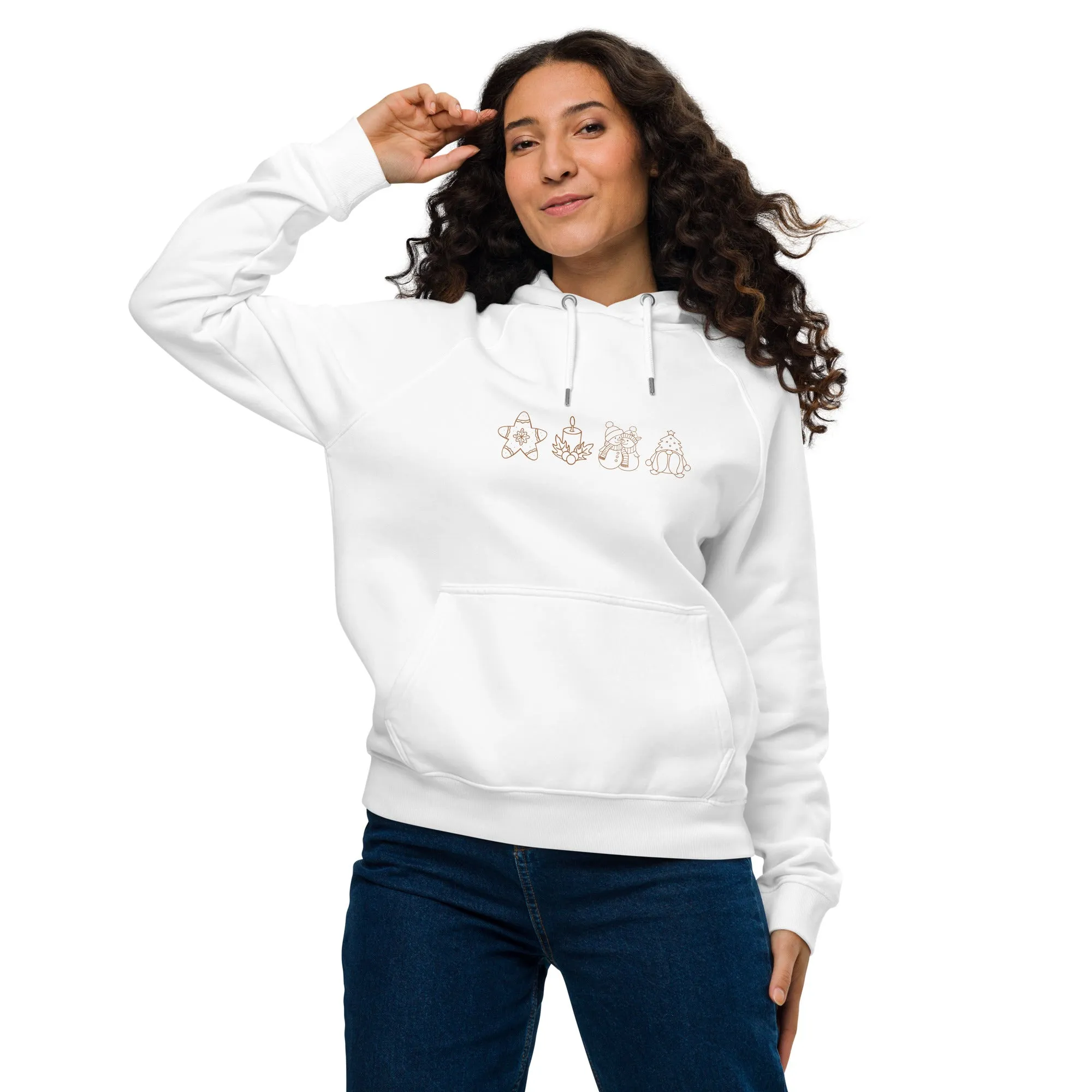 Festive Warmth Christmas Graphics Women Eco Raglan Hoodie