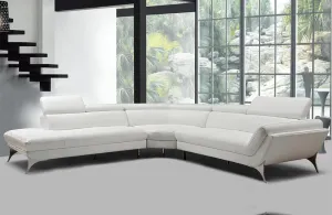 Finn Italian Modern White Leather Sectional Sofa