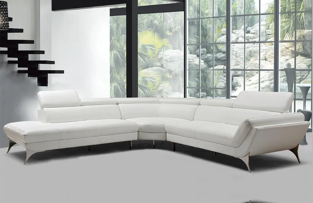 Finn Italian Modern White Leather Sectional Sofa