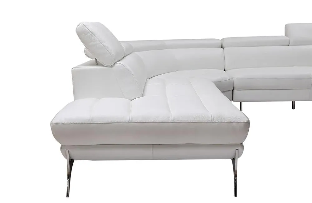 Finn Italian Modern White Leather Sectional Sofa