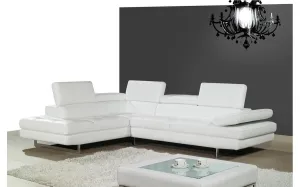 GIOVANNA White Leather Sectional Sofa