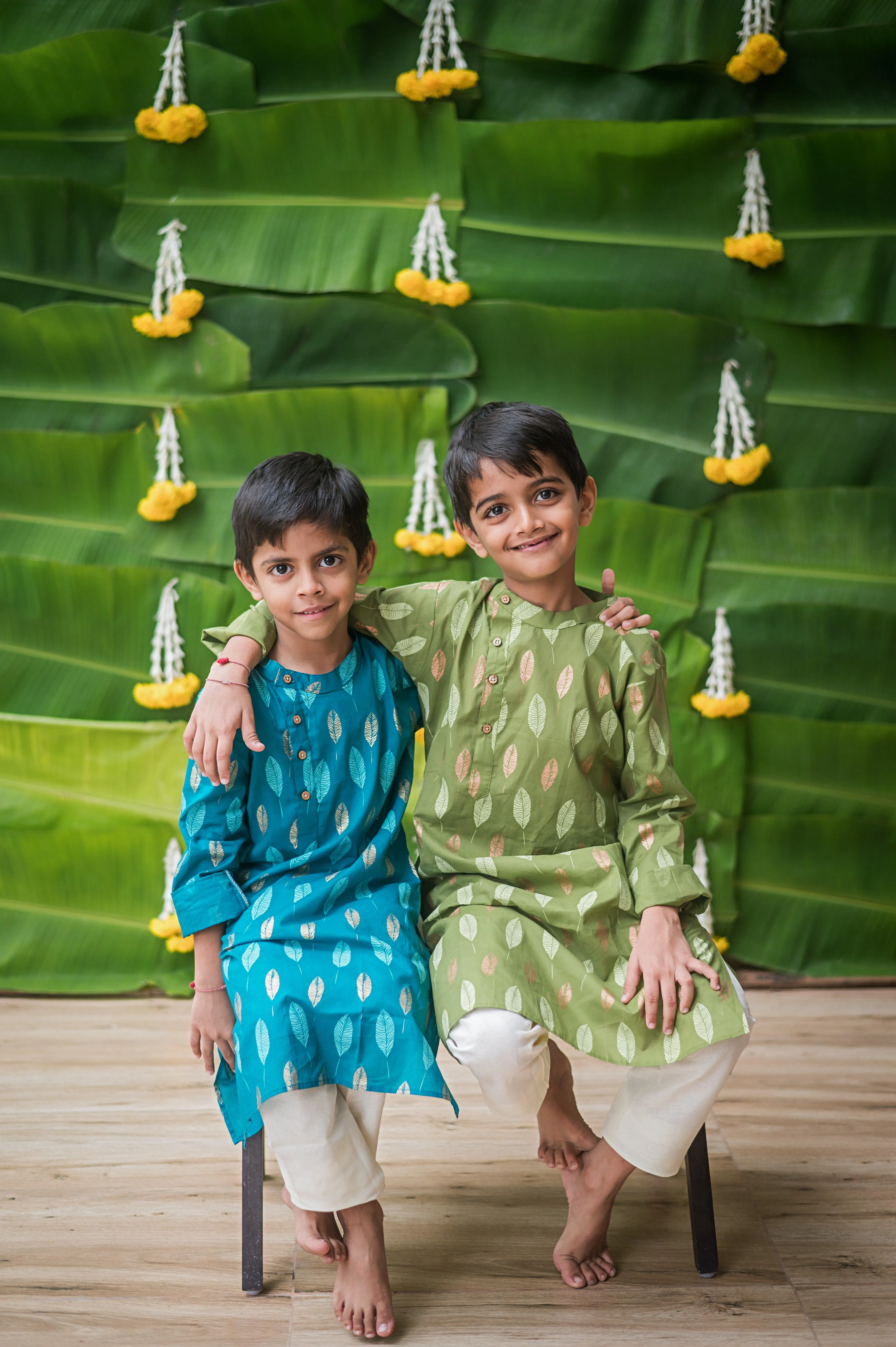 Gleaming Leaf Boys Ethnic Wear- Blue