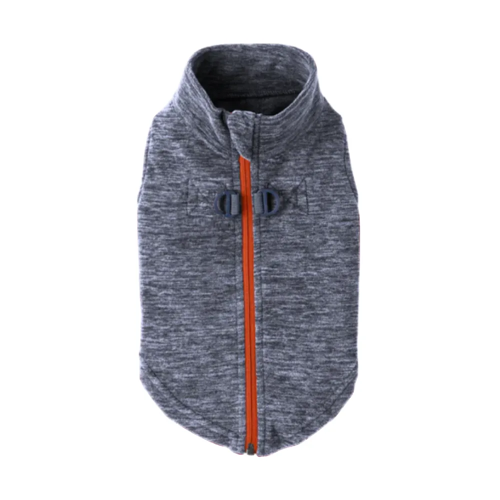 Gooby Zip-Up Fleece Vest Marbled Grey