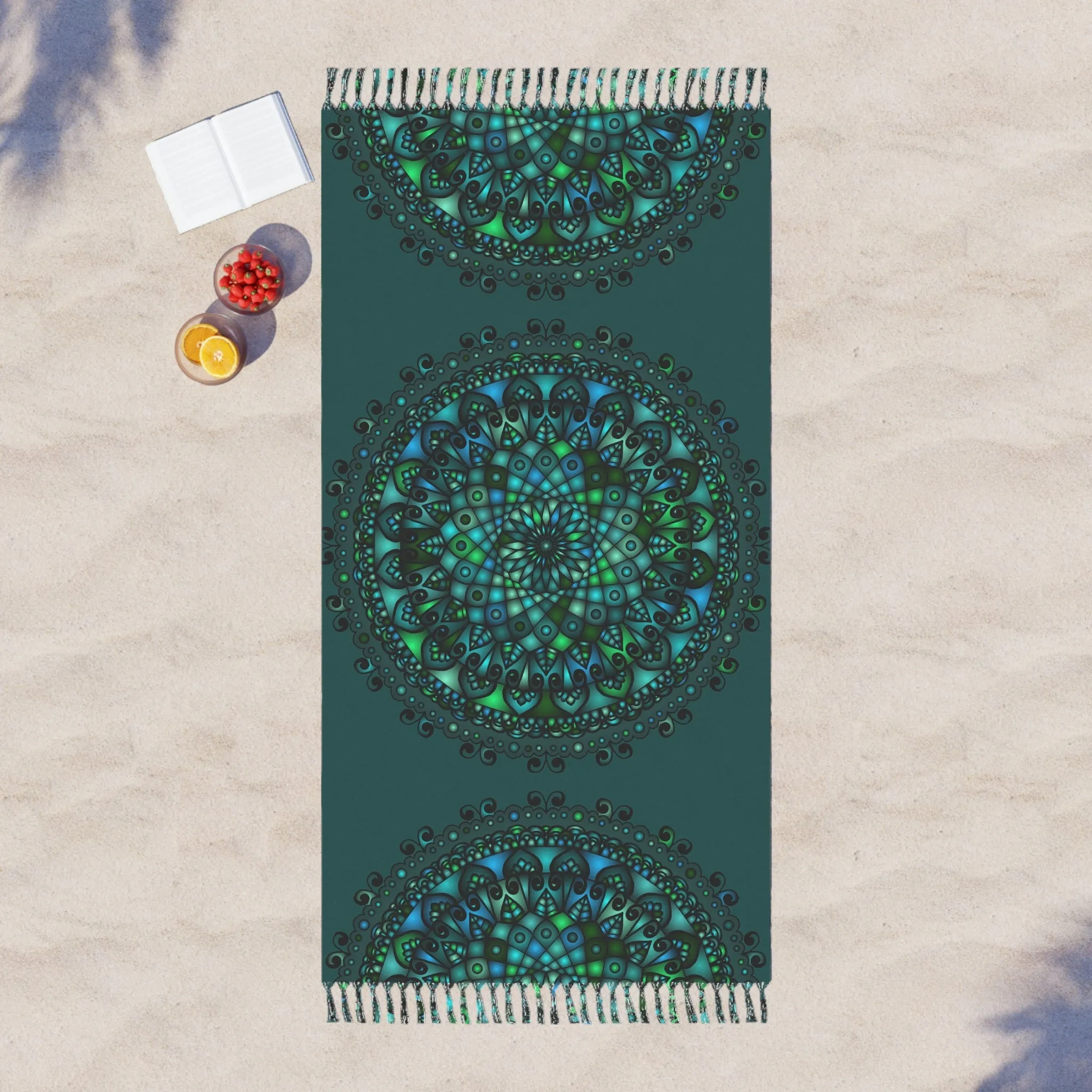 Handmade Mandala Design Boho Beach Cloth - Petroleum Green