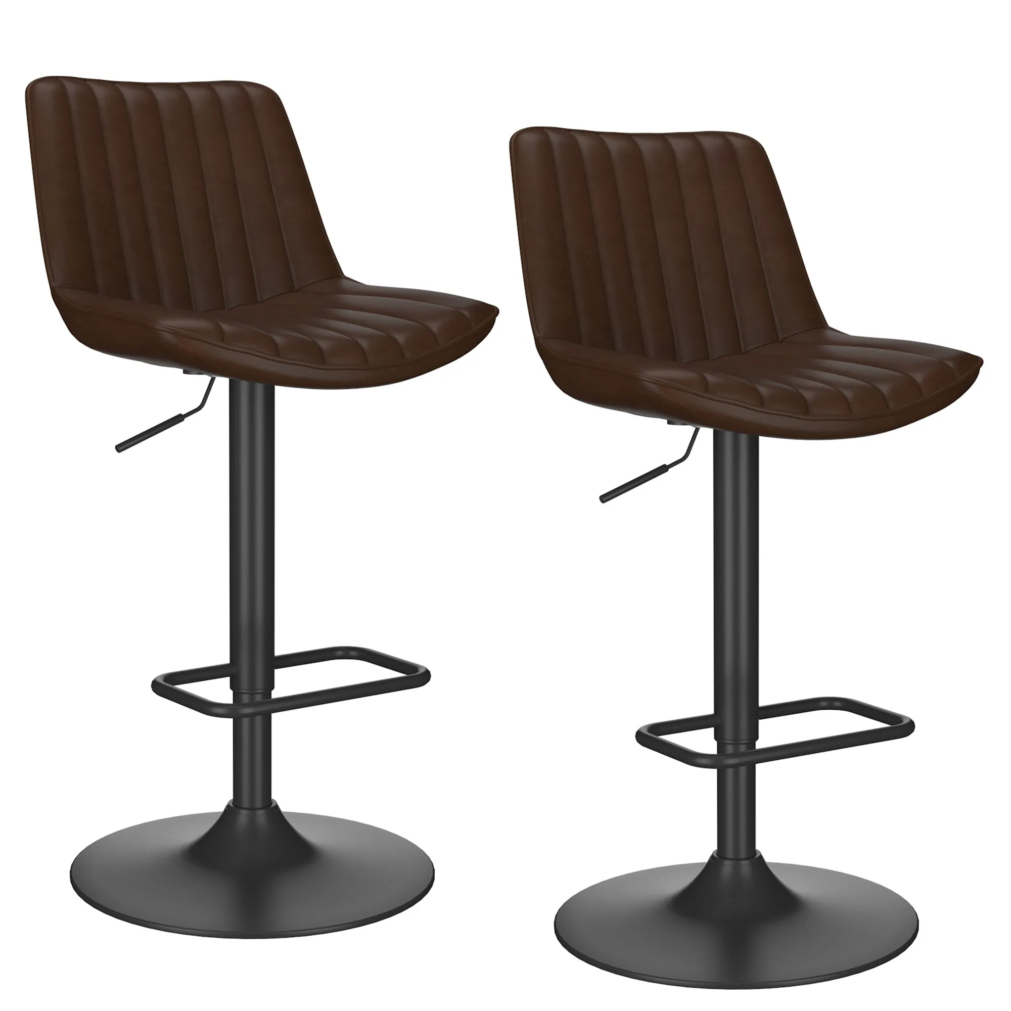 Height Adjustable Bar Stools | Set of 2 | Kosi Brown