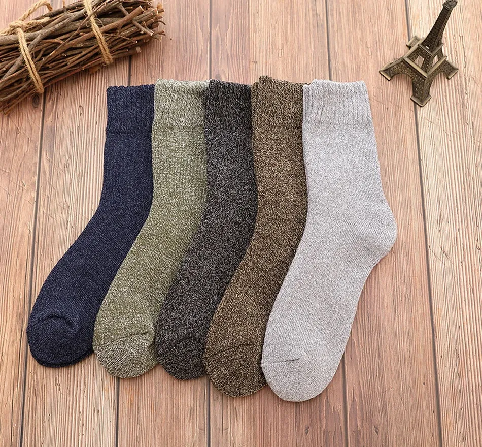 High Quality 5 Pairs Thick Wool Thermal Warm Socks for Men