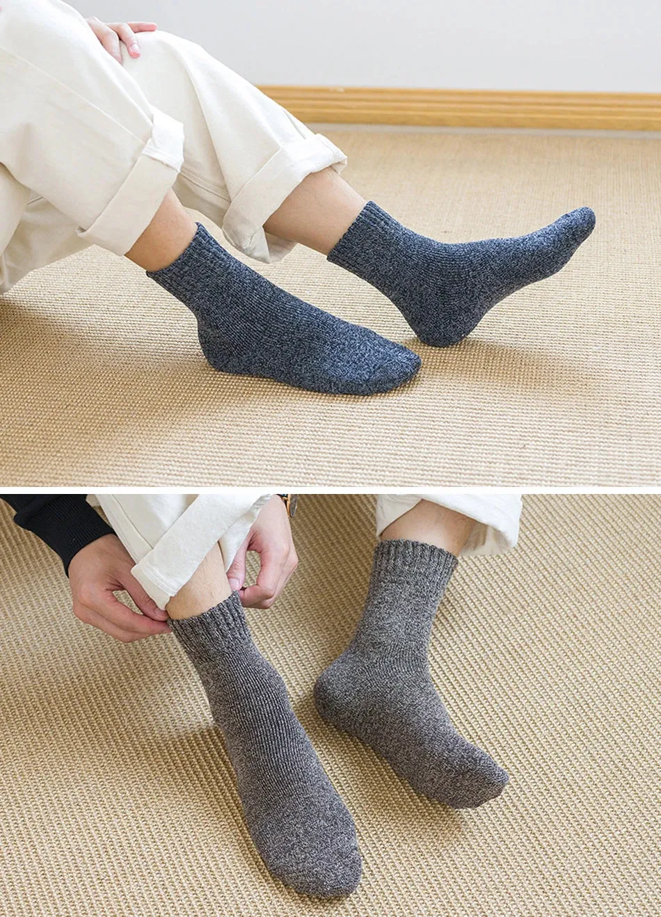 High Quality 5 Pairs Thick Wool Thermal Warm Socks for Men