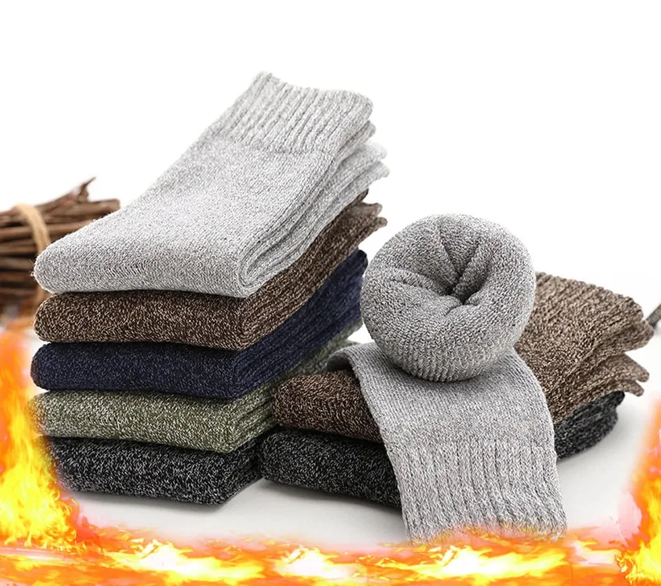 High Quality 5 Pairs Thick Wool Thermal Warm Socks for Men