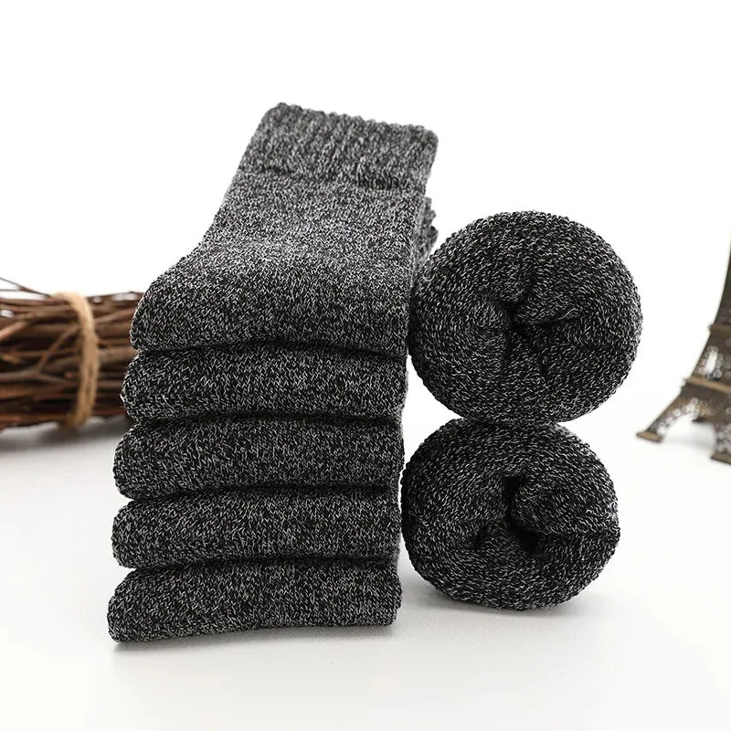 High Quality 5 Pairs Thick Wool Thermal Warm Socks for Men