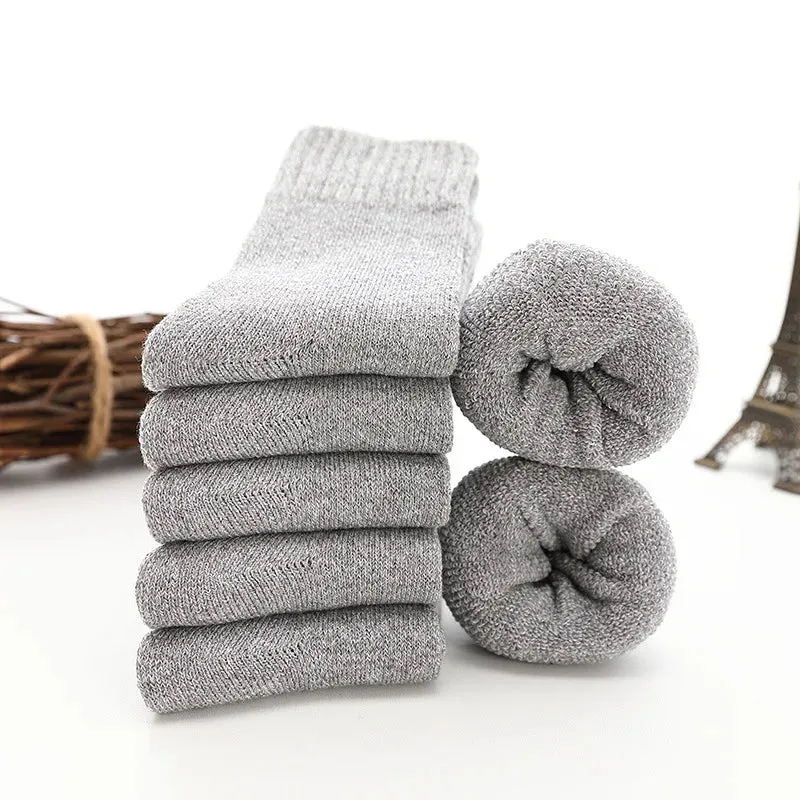 High Quality 5 Pairs Thick Wool Thermal Warm Socks for Men