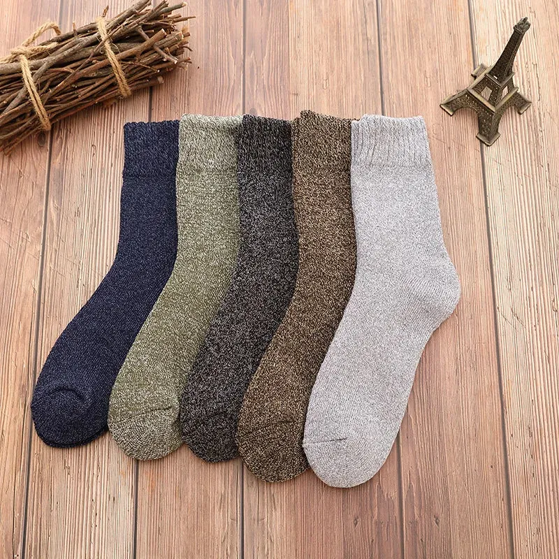 High Quality 5 Pairs Thick Wool Thermal Warm Socks for Men