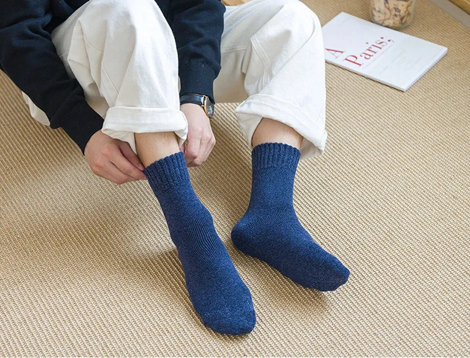 High Quality 5 Pairs Thick Wool Thermal Warm Socks for Men