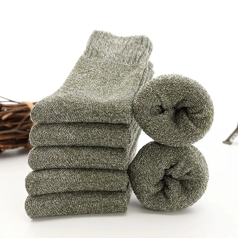 High Quality 5 Pairs Thick Wool Thermal Warm Socks for Men