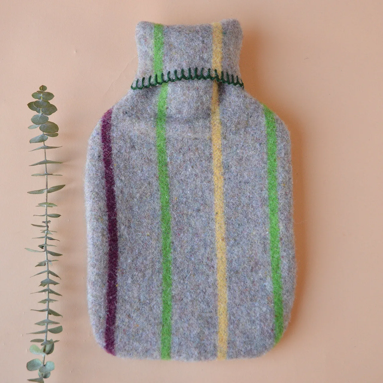 Hot Water Bottle with 50/50 Recycled/Virgin Wool Cover - Vintage Stripes