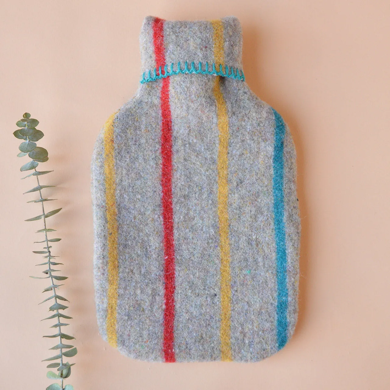 Hot Water Bottle with 50/50 Recycled/Virgin Wool Cover - Vintage Stripes