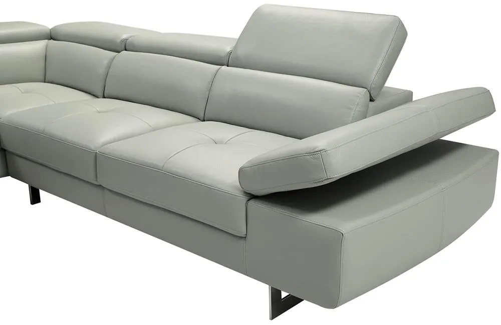 Jaxon Grey Leather Sectional Sofa