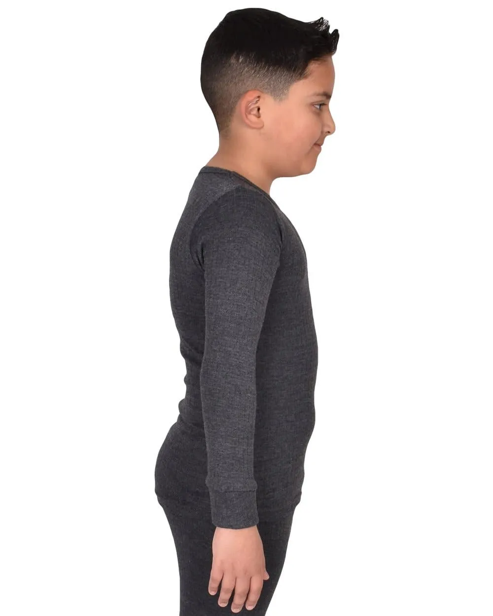 Kids Charcoal Long Sleeve Thermal Underwear Set