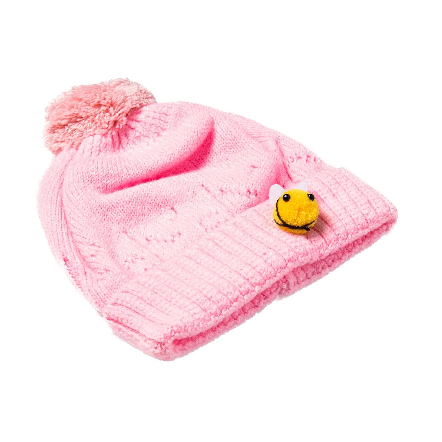 Knit Woollen Cap Honey Bee Pink