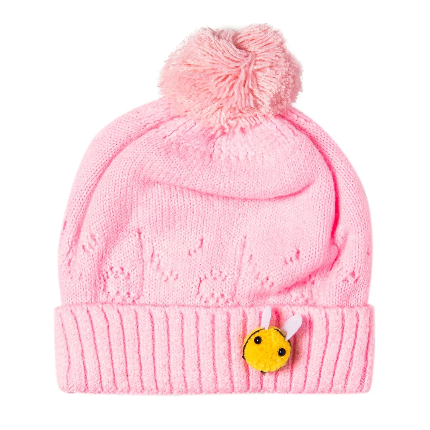 Knit Woollen Cap Honey Bee Pink