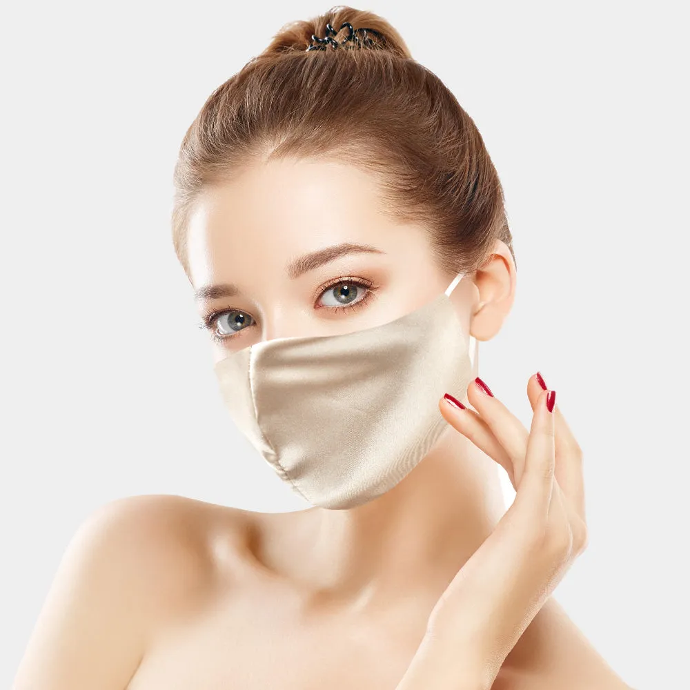 Lisette Beige Silky Satin Fashion Mask