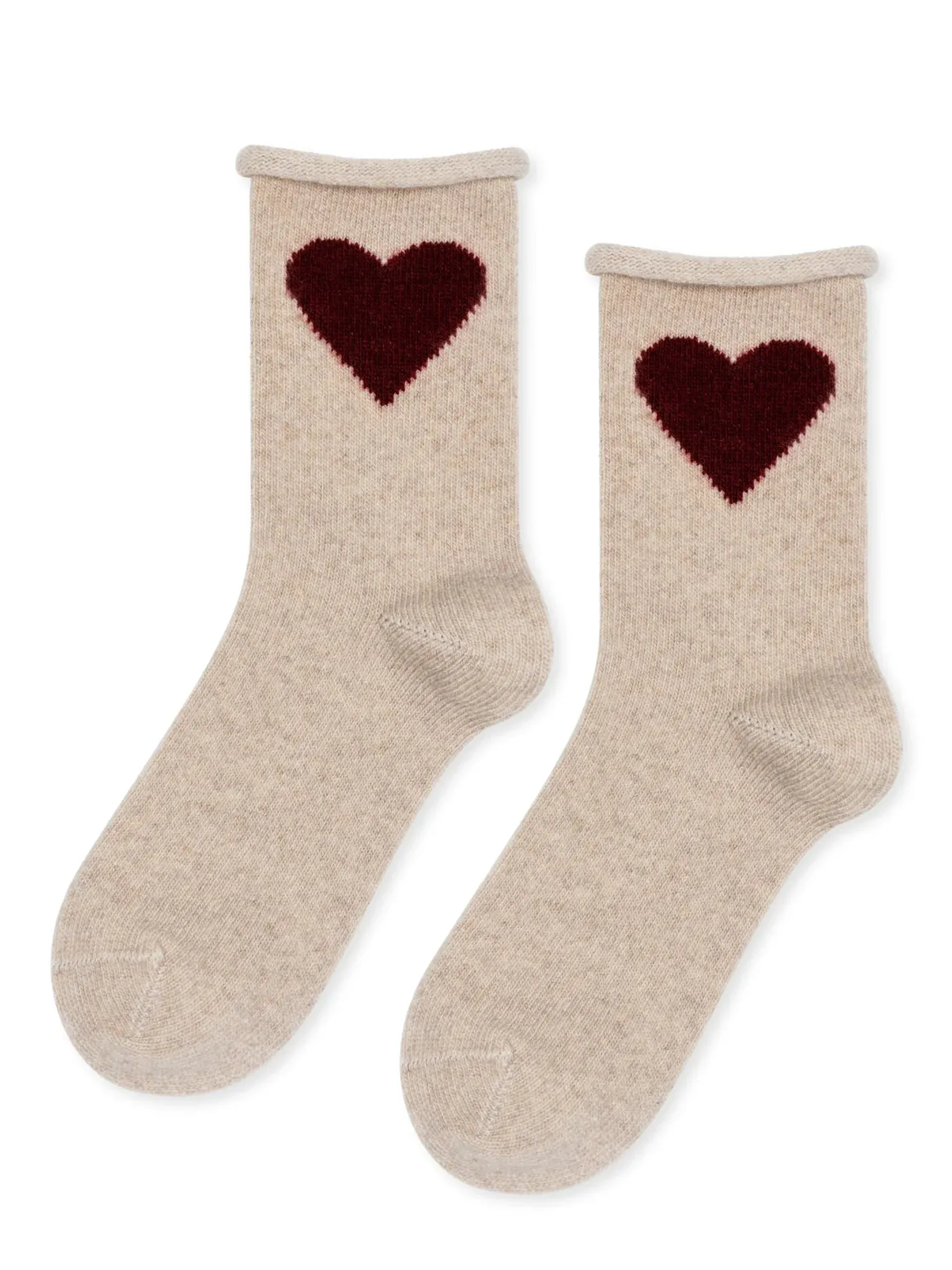 Love Cashmere Crew Socks in Beige