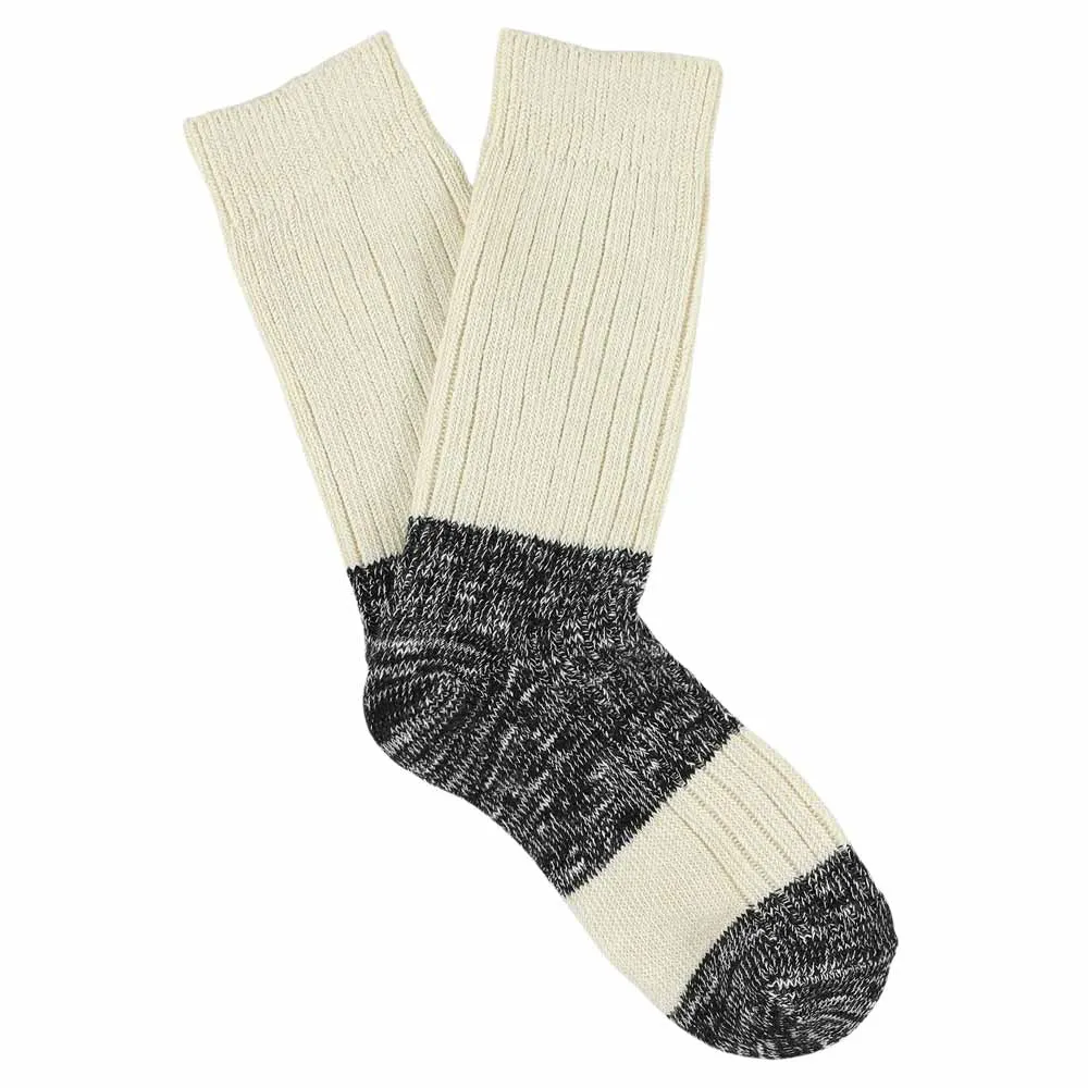 Melange Block Socks Ecru / Black